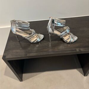 Aldo Metallic Silver Strappy Heels size 7.5
